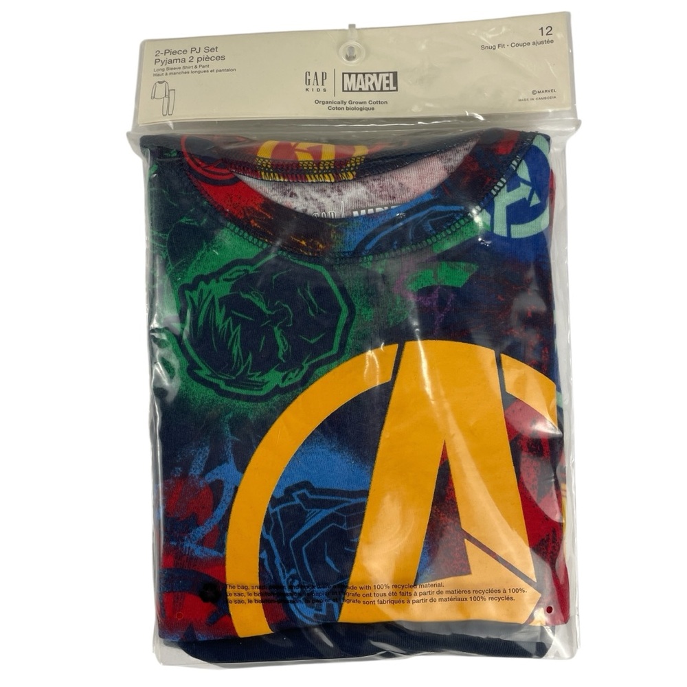 GAP Kids Marvel Avengers Pajama Set Long Sleeves & Pants Size 12 NWT